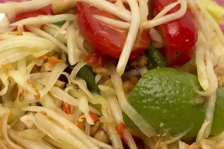 Thailand street food papaya salad