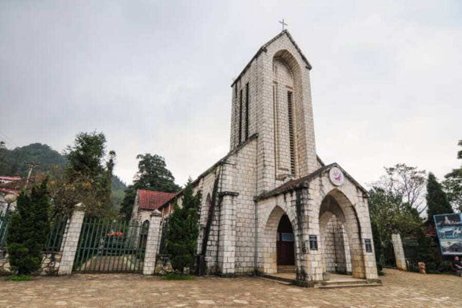 Sapa Stone Church is a cultural landmark hosting local ceremonies.