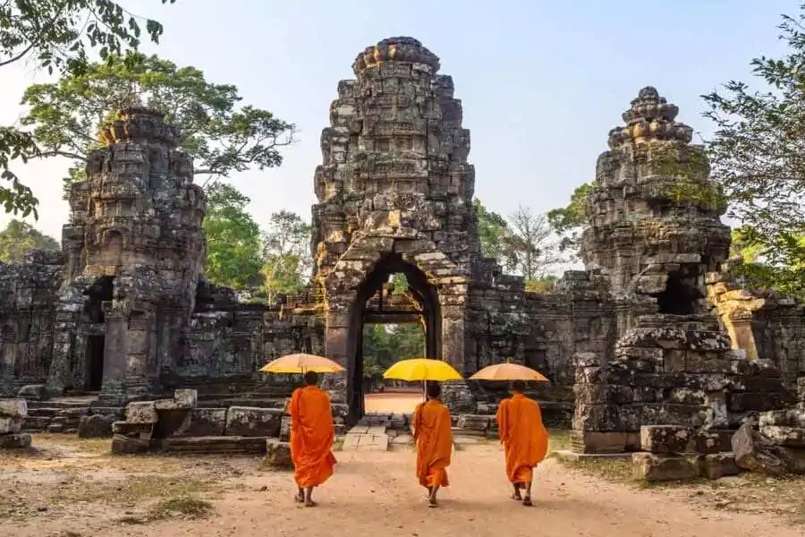 The waterfalls of Phnom Kulen in Phnom Kulen National Park provide a rejuvenating escape.